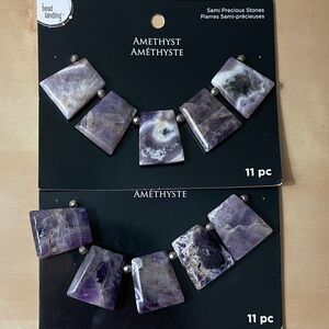 Natural Stone Amethyst Necklace Set bundle of 2